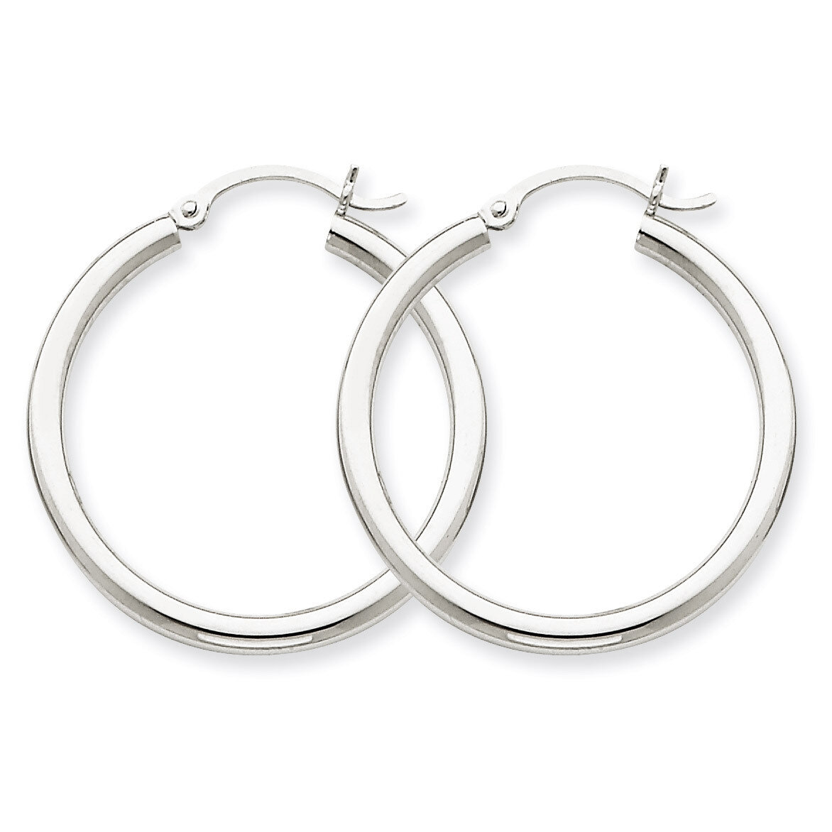 2.5mm Round Hoop Earrings 10k White Gold 10T838, MPN: 10T838, 883957895635