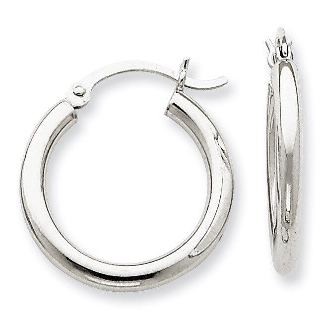 2.5mm Round Hoop Earrings 10k White Gold 10T840, MPN: 10T840, 883957895659