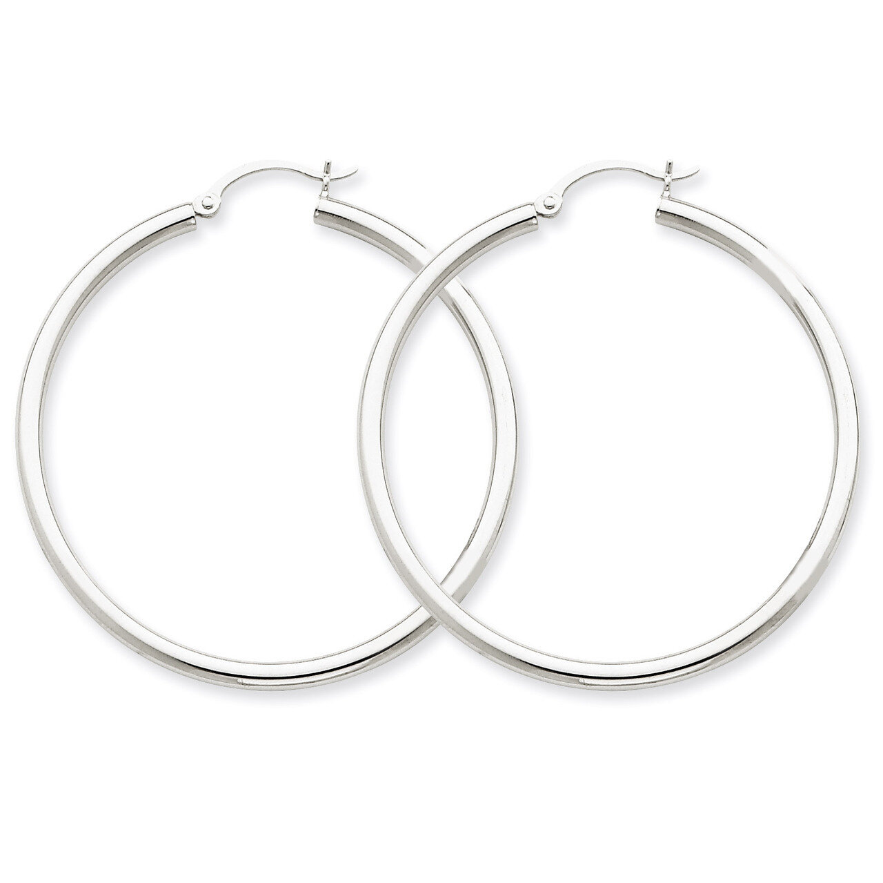 2.5mm Round Hoop Earrings 10k White Gold 10T845, MPN: 10T845, 883957895703