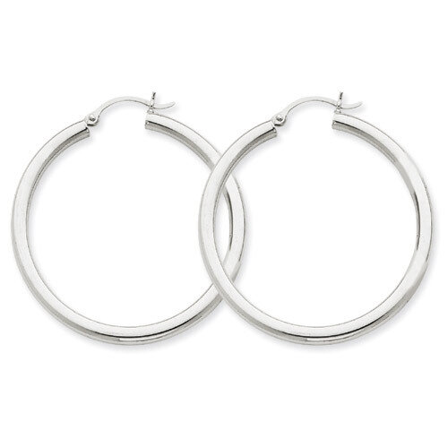 3mm Round Hoop Earrings 10k White Gold 10T847, MPN: 10T847, 883957895727