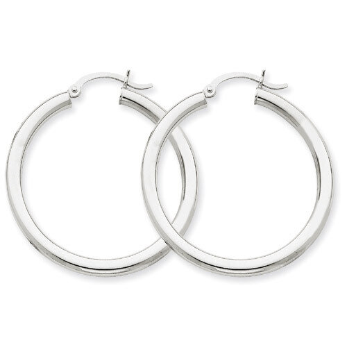 3mm Round Hoop Earrings 10k White Gold 10T848, MPN: 10T848, 883957895734