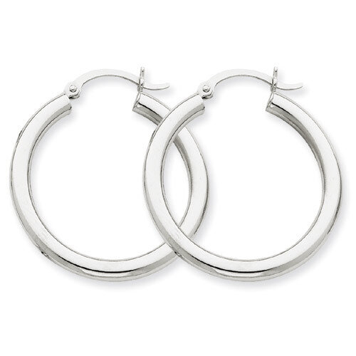 3mm Round Hoop Earrings 10k White Gold 10T849, MPN: 10T849, 883957895741