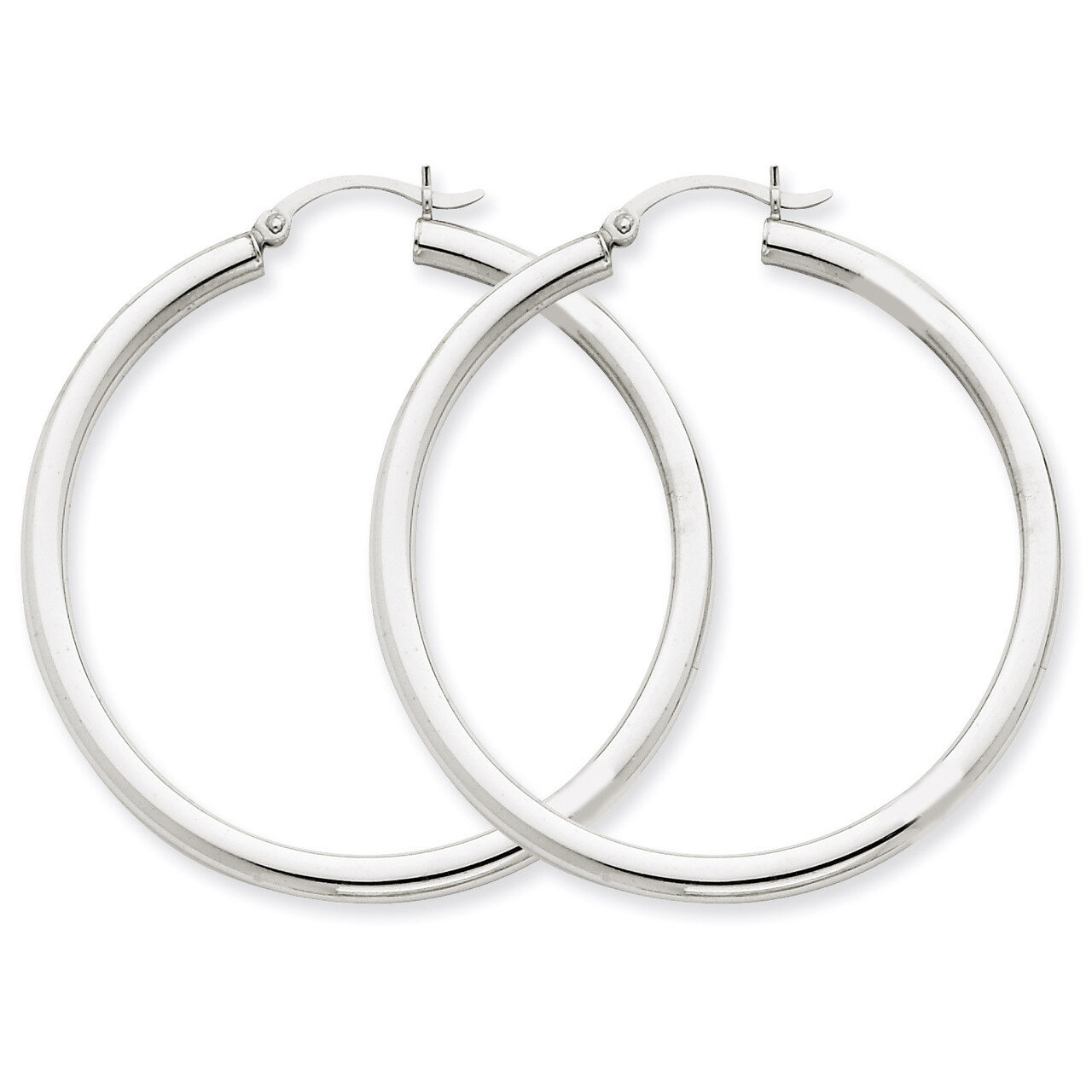 3mm Round Hoop Earrings 10k White Gold 10T853, MPN: 10T853, 883957895789