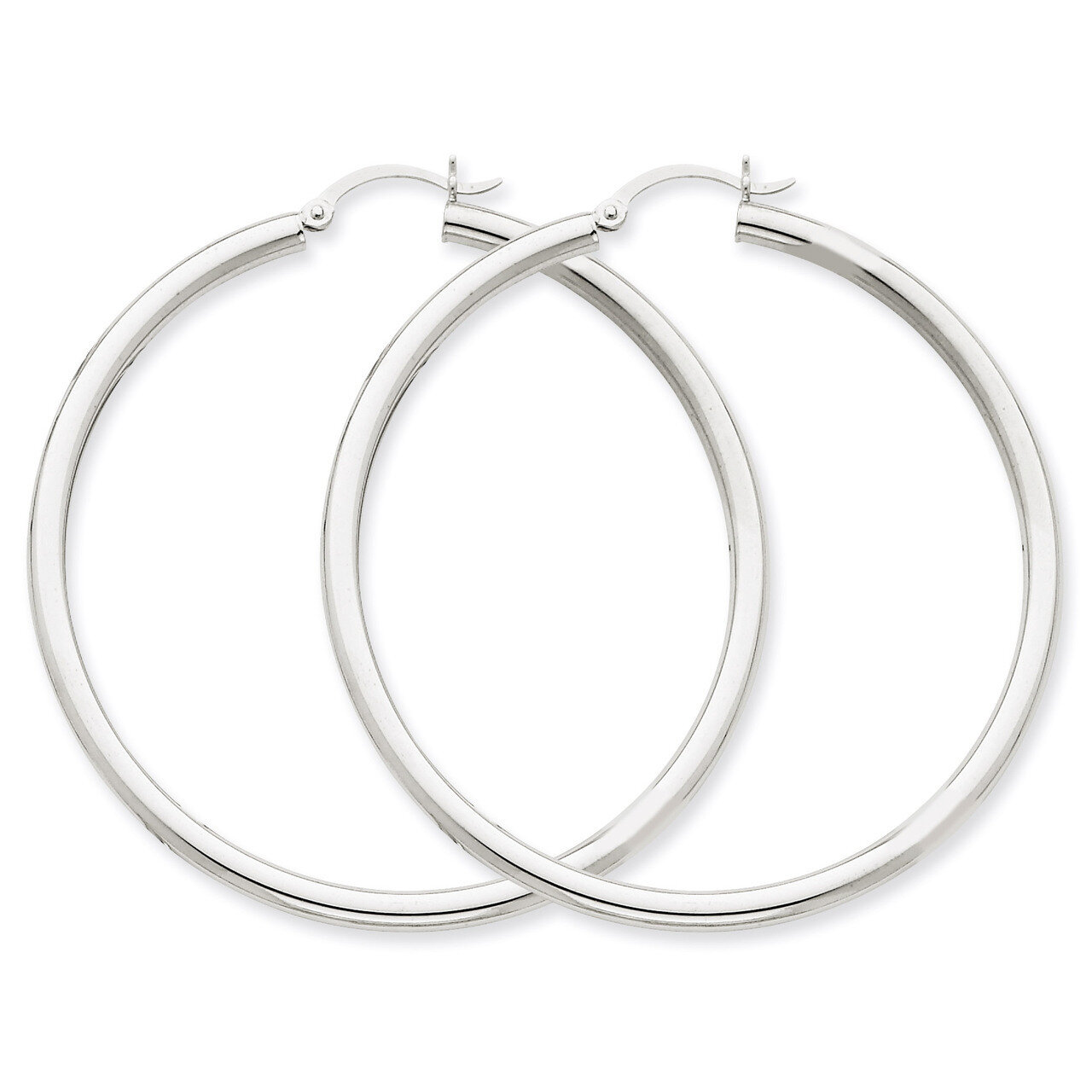 3mm Round Hoop Earrings 10k White Gold 10T855, MPN: 10T855, 883957895802