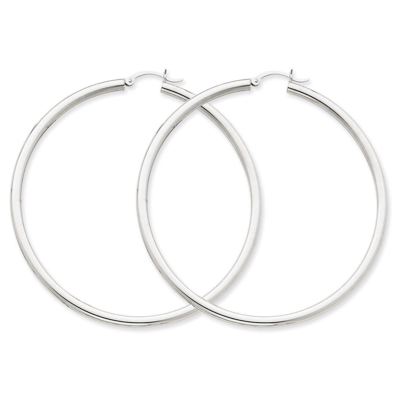3mm Round Hoop Earrings 10k White Gold 10T857, MPN: 10T857, 883957895826