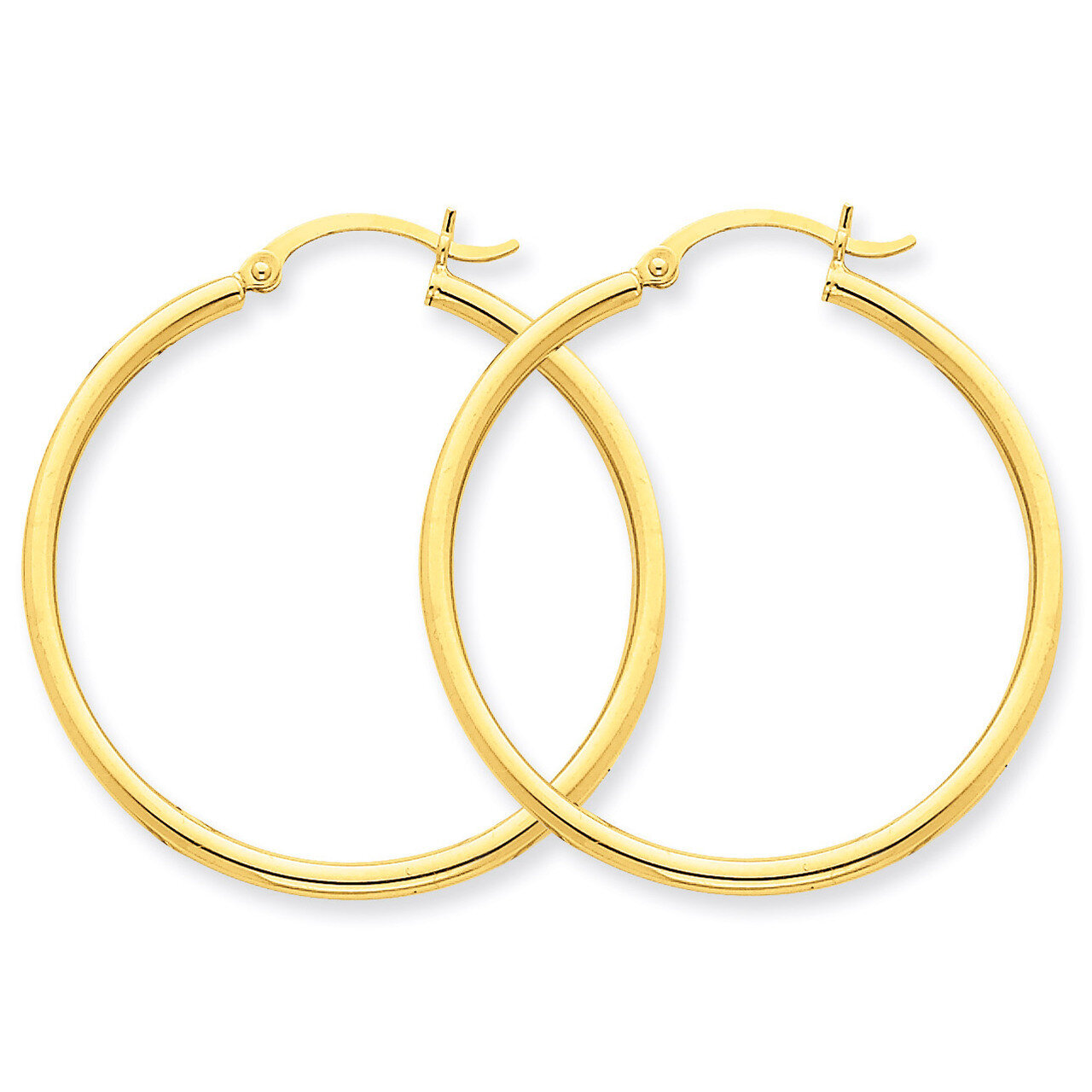 Polished 2mm Round Hoop Earrings 10k Gold 10T913