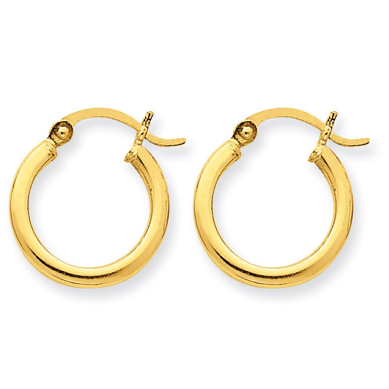 Polished 2mm Round Hoop Earrings 10k Gold 10T917