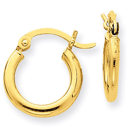 Polished 2mm Round Hoop Earrings 10k Gold 10T918, MPN: 10T918, 883957896045