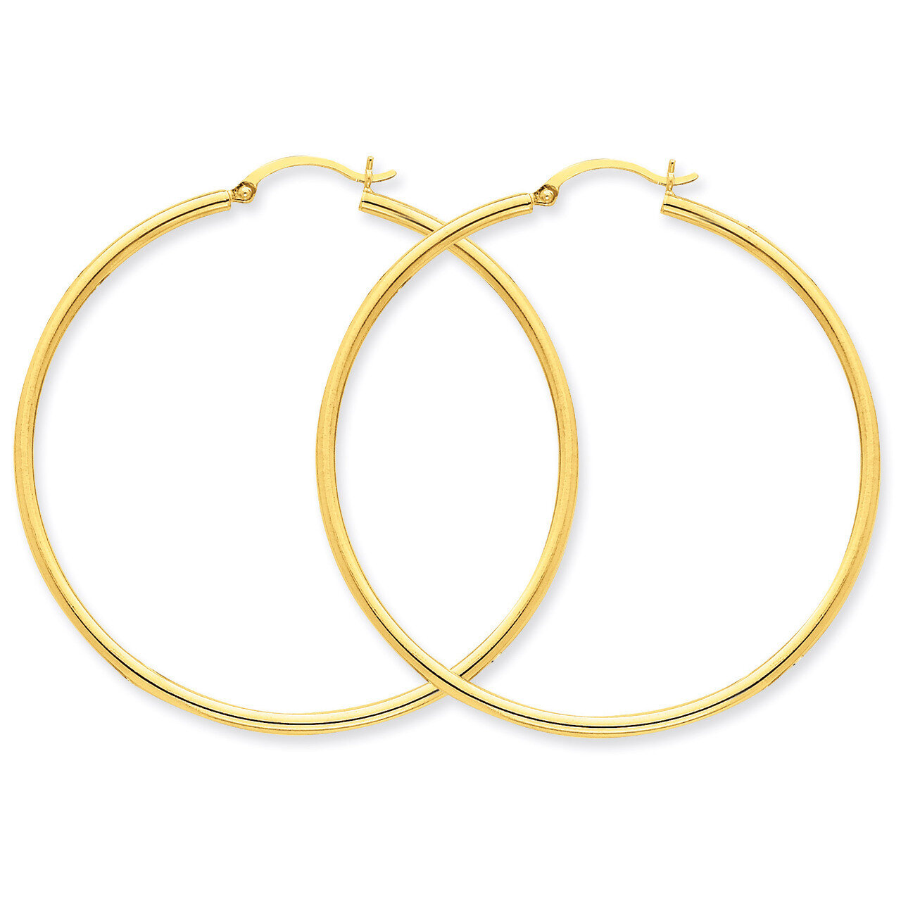 Polished 2mm Round Hoop Earrings 10k Gold 10T921, MPN: 10T921, 883957896076