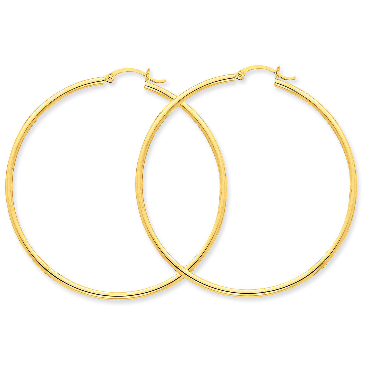Polished 2mm Round Hoop Earrings 10k Gold 10T922