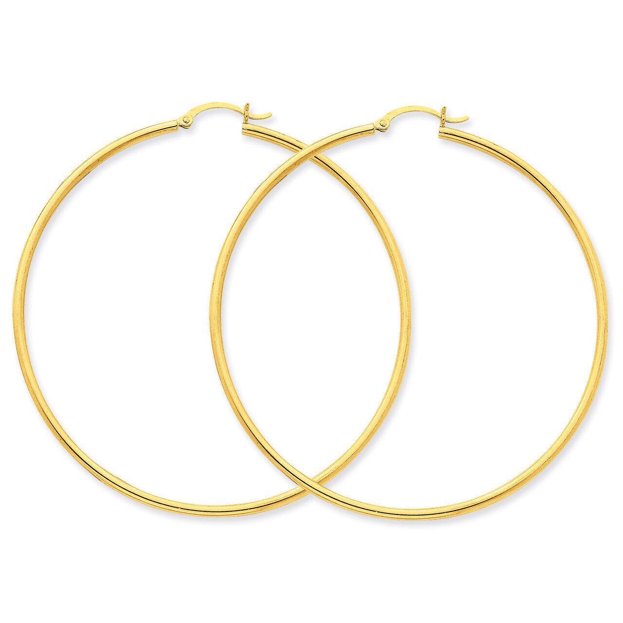 Polished 2mm Round Hoop Earrings 10k Gold 10T924, MPN: 10T924, 883957896106