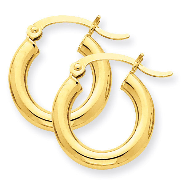 Polished 3mm Round Hoop Earrings 10k Gold 10T939, MPN: 10T939, 883957896250