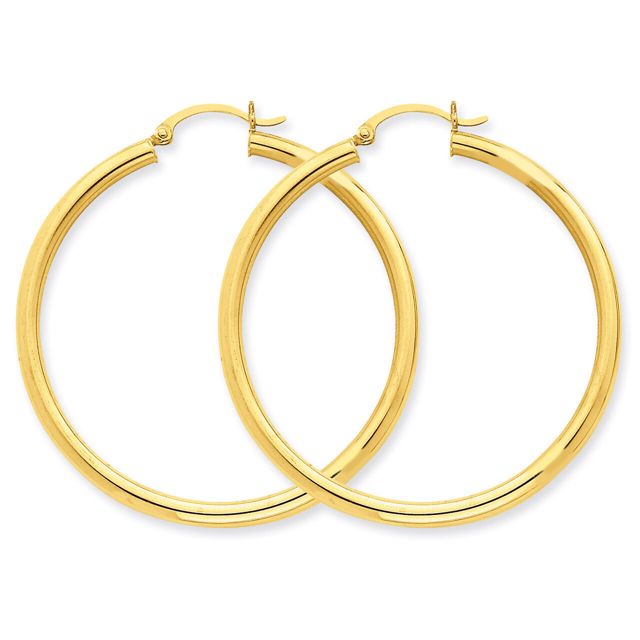 Polished 3mm Round Hoop Earrings 10k Gold 10T942