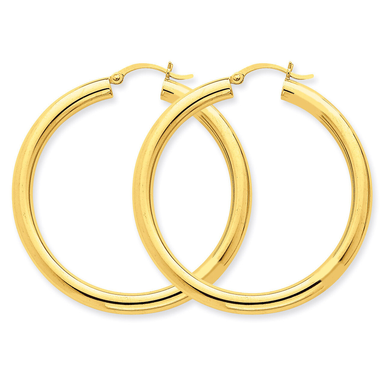 Polished 4mm x 45mm Tube Hoop Earrings 10k Gold 10T951, MPN: 10T951, 883957896373