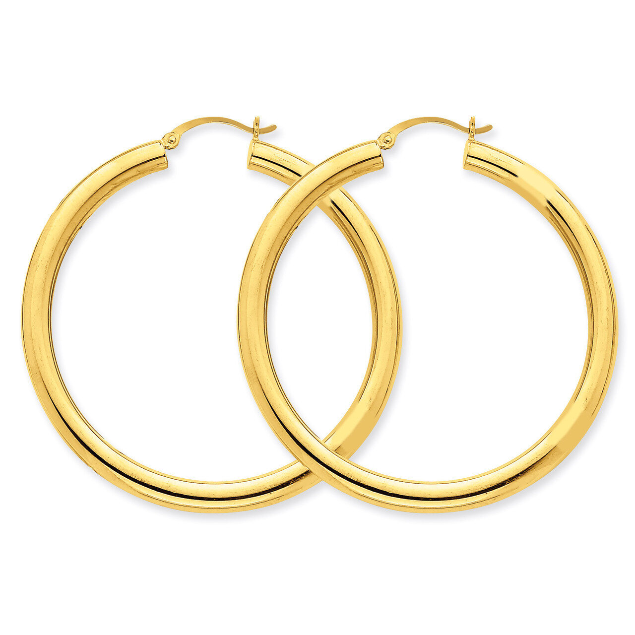 Polished 4mm x 50mm Tube Hoop Earrings 10k Gold 10T952, MPN: 10T952, 883957896380