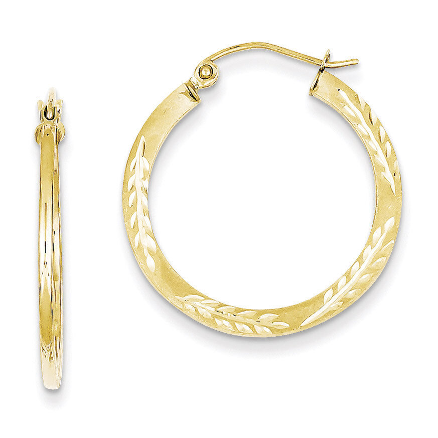 Satin Diamond Cut Hoop Earrings 10k Gold 10TC308, MPN: 10TC308, 883957518329