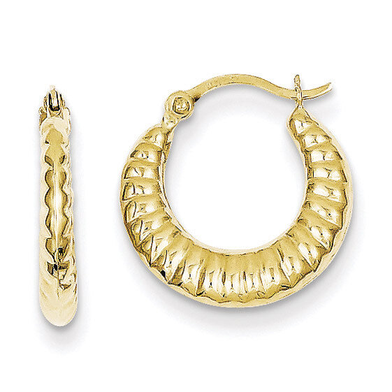 Scalloped Hollow Hoop Earrings 10k Gold 10TC359