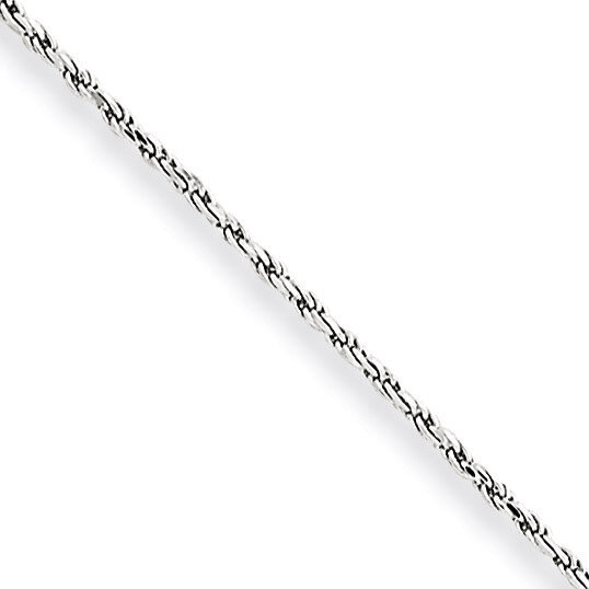 1.2mm Machine Made Diamond Cut Rope Chain 18 Inch 10k White Gold 10W010-18