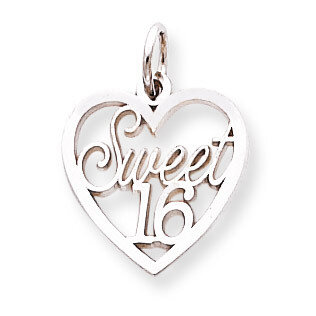 Sweet 16 in Heart Charm 10k White Gold 10WC12