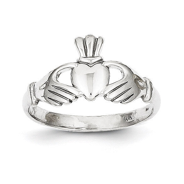 Polished Claddagh Ring 10k White Gold 10WC20