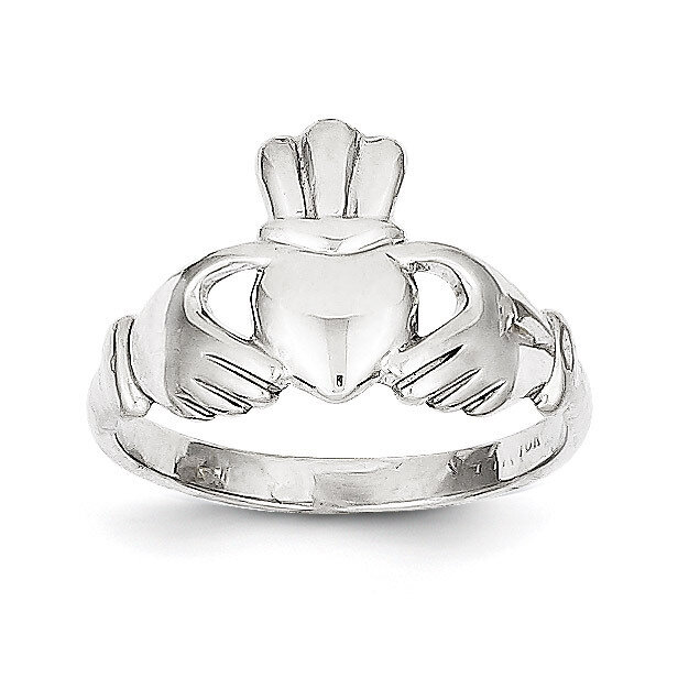 Polished Claddagh Ring 10k White Gold 10WC21