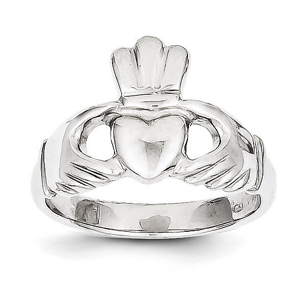 Polished Claddagh Ring 10k White Gold 10WC22