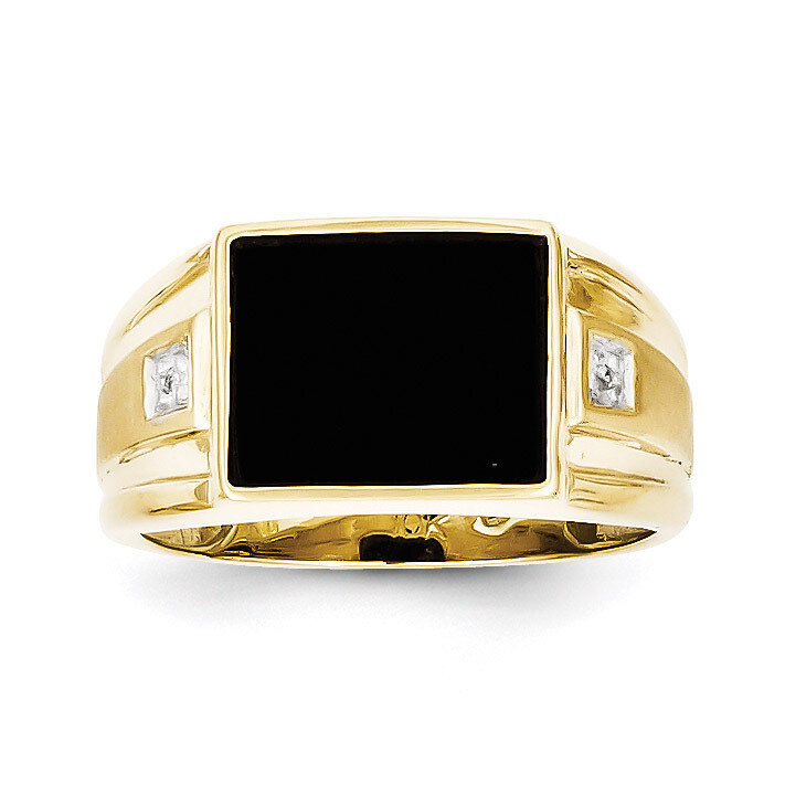 Men's Diamond and Black Onyx Ring 10k Gold 10X156