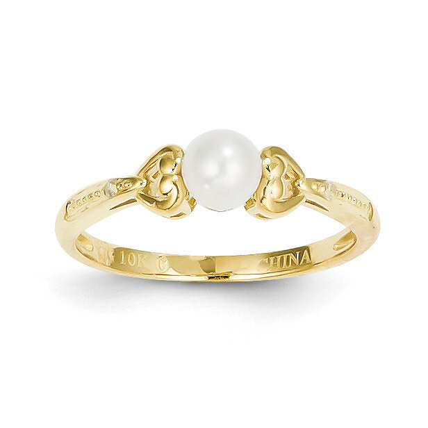 Cultured Pearl Diamond Ring 10k Gold 10XB279