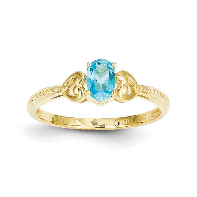 Light Swiss Blue Topaz Diamond Ring 10k Gold 10XB285