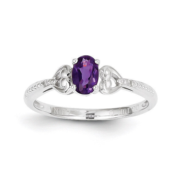 Purple Amethyst Diamond Ring 10k White Gold 10XB287
