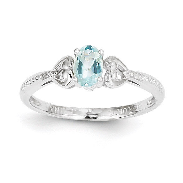Aquamarine Diamond Ring 10k White Gold 10XB288