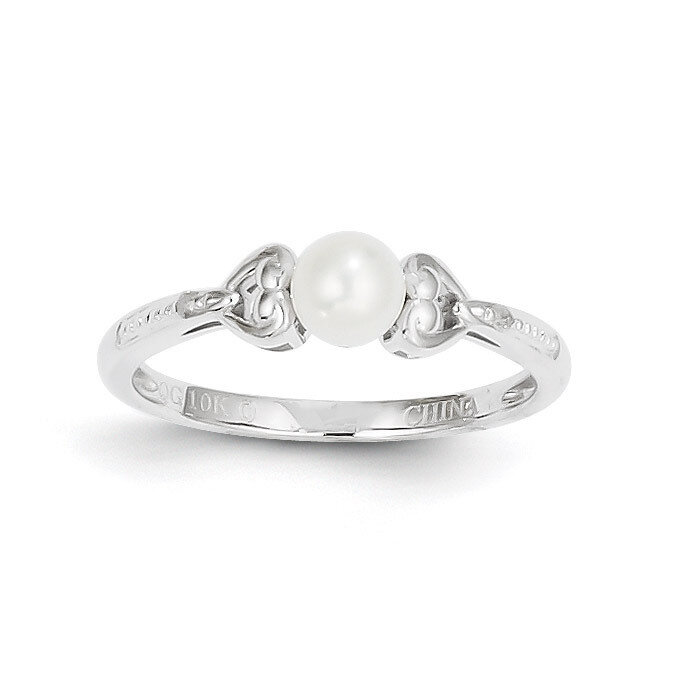 Cultured Pearl Diamond Ring 10k White Gold 10XB291