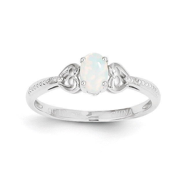 Genuine Opal Diamond Ring 10k White Gold 10XB295