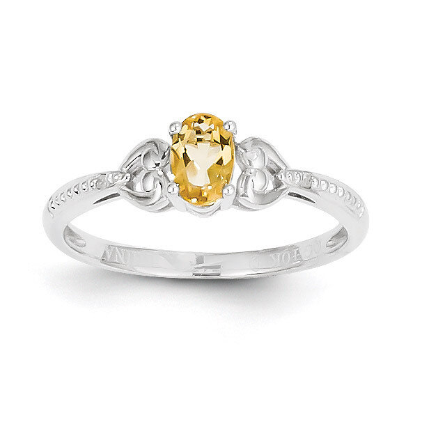 Citrine Diamond Ring 10k White Gold 10XB296