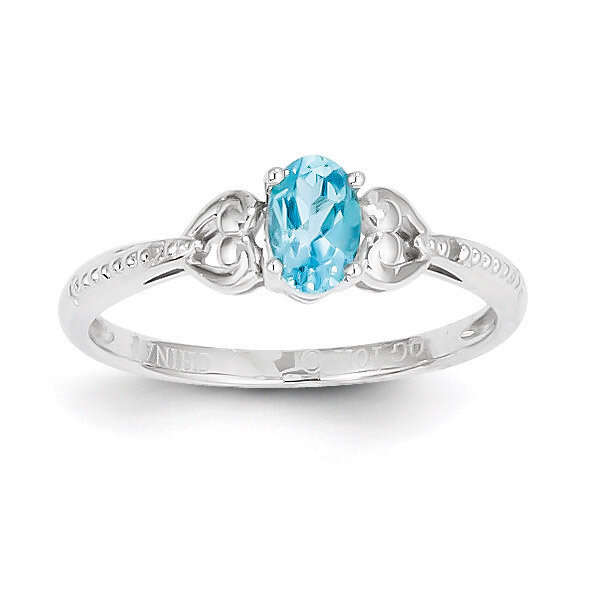 Light Swiss Blue Topaz Diamond Ring 10k White Gold 10XB297