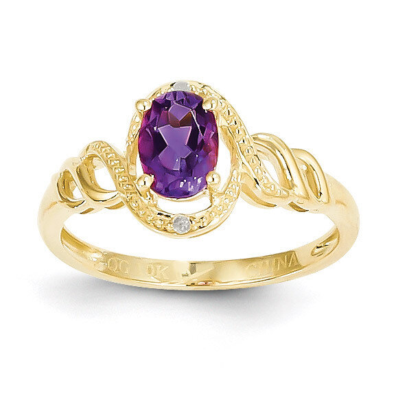 Purple Amethyst Diamond Ring 10k Gold 10XB299