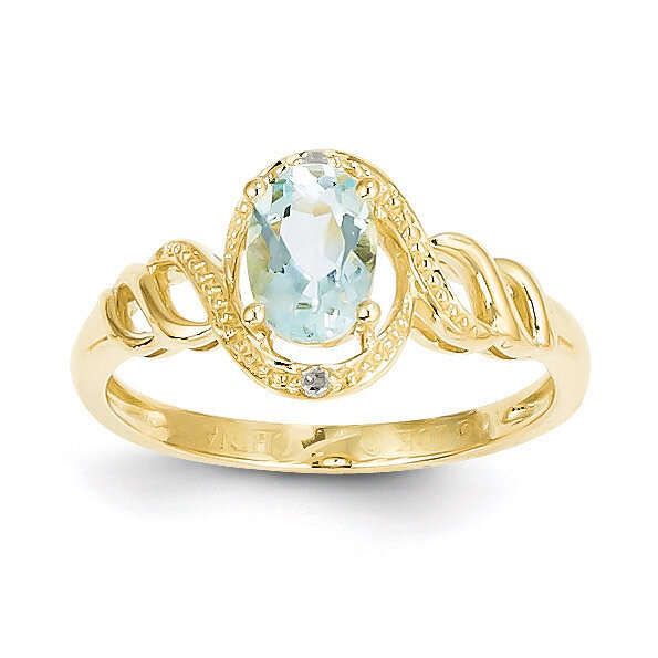Aquamarine Diamond Ring 10k Gold 10XB300