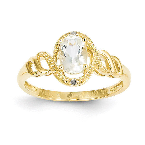 White Topaz Diamond Ring 10k Gold 10XB301