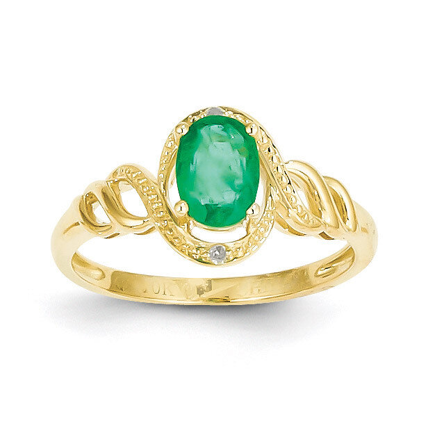 Genuine Emerald Diamond Ring 10k Gold 10XB302