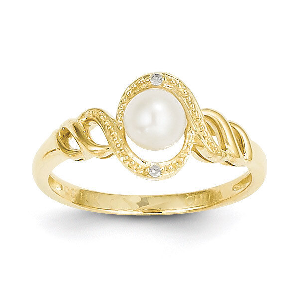 Cultured Pearl Diamond Ring 10k Gold 10XB303