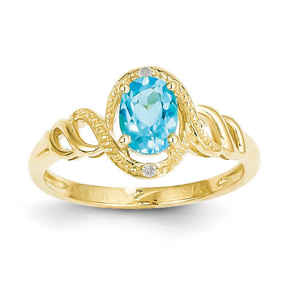 Light Swiss Blue Topaz Diamond Ring 10k Gold 10XB309