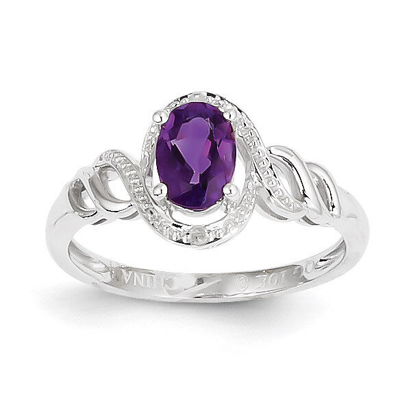 Purple Amethyst Diamond Ring 10k White Gold 10XB311