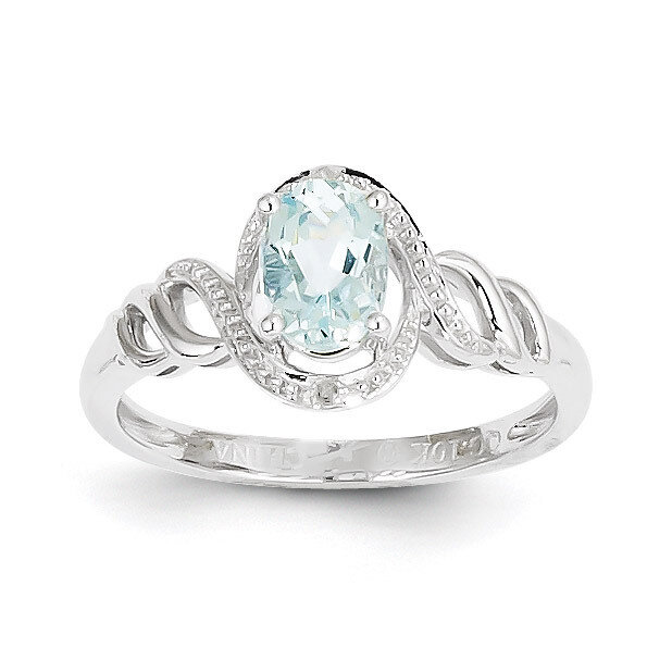 Aquamarine Diamond Ring 10k White Gold 10XB312