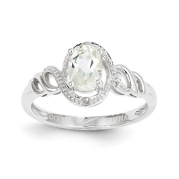 White Topaz Diamond Ring 10k White Gold 10XB313