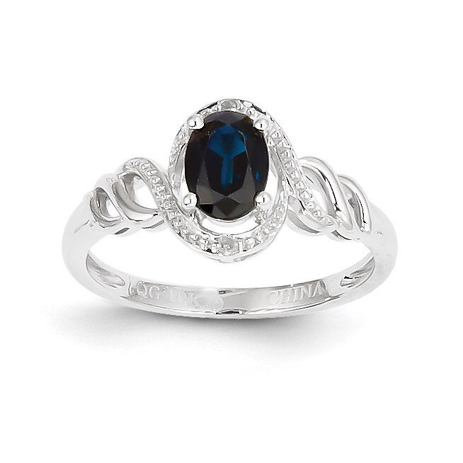 Genuine Sapphire Diamond Ring 10k White Gold 10XB318