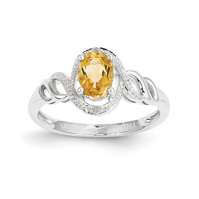 Citrine Diamond Ring 10k White Gold 10XB320