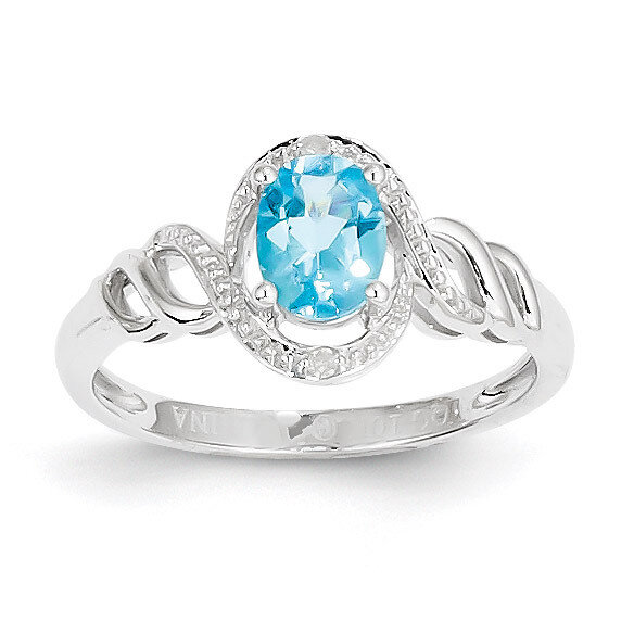 Light Swiss Blue Topaz Diamond Ring 10k White Gold 10XB321