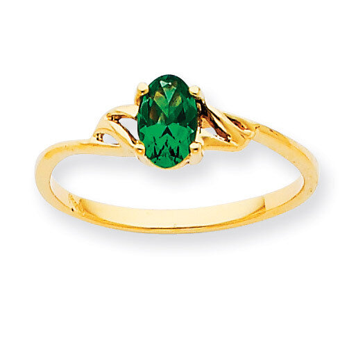 Polished Geniune Emerald Birthstone Ring 10k Gold 10XBR134