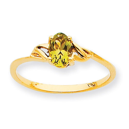 Polished Geniune Peridot Birthstone Ring 10k Gold 10XBR137
