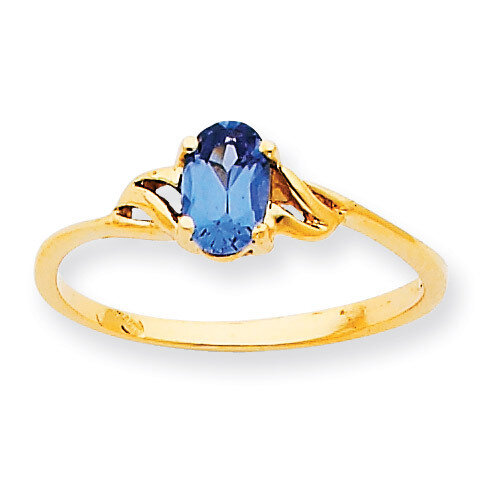 Polished Geniune Blue Topaz Birthstone Ring 10k Gold 10XBR141